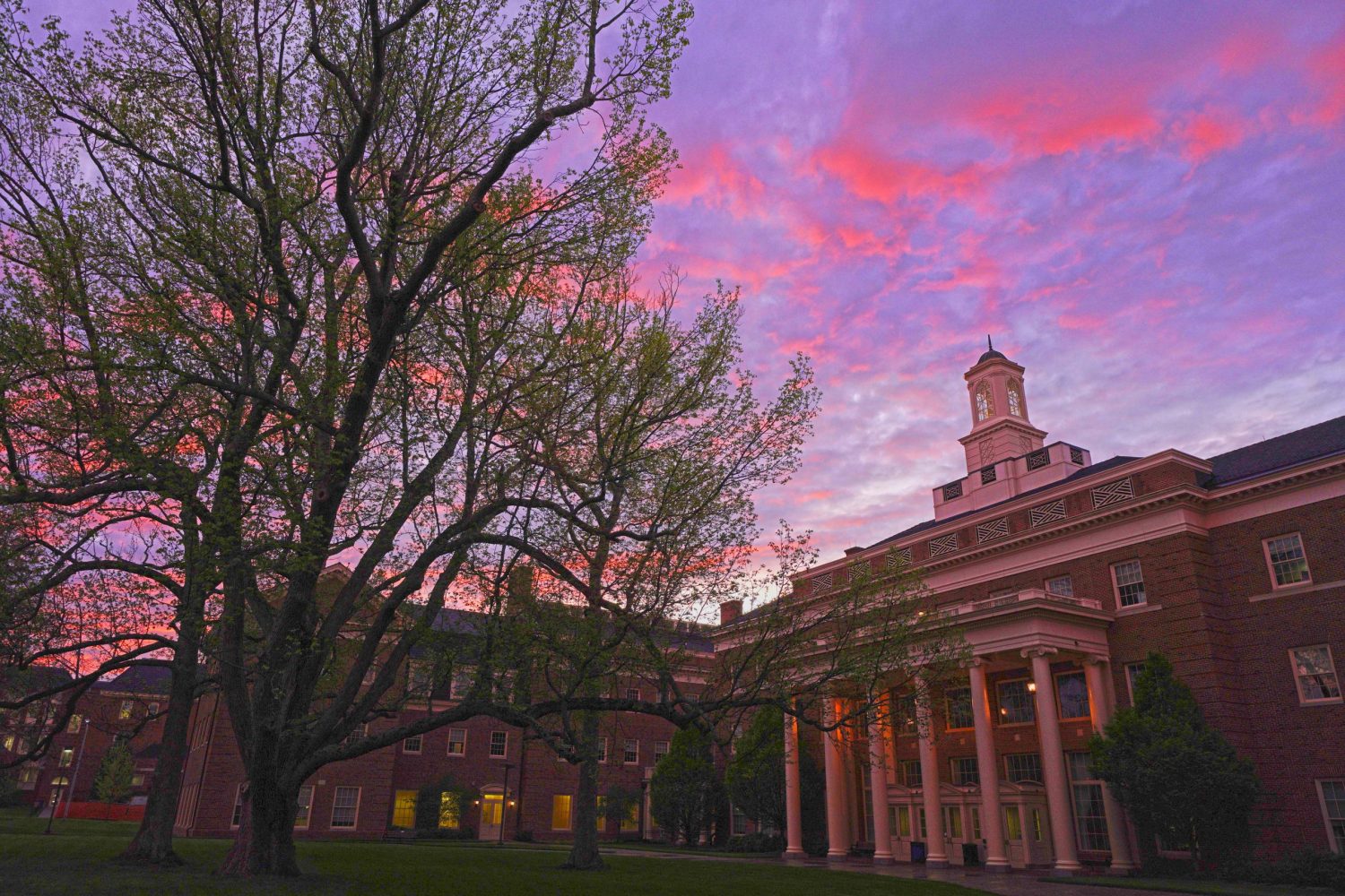 Farmer School Building with Colorful Sky