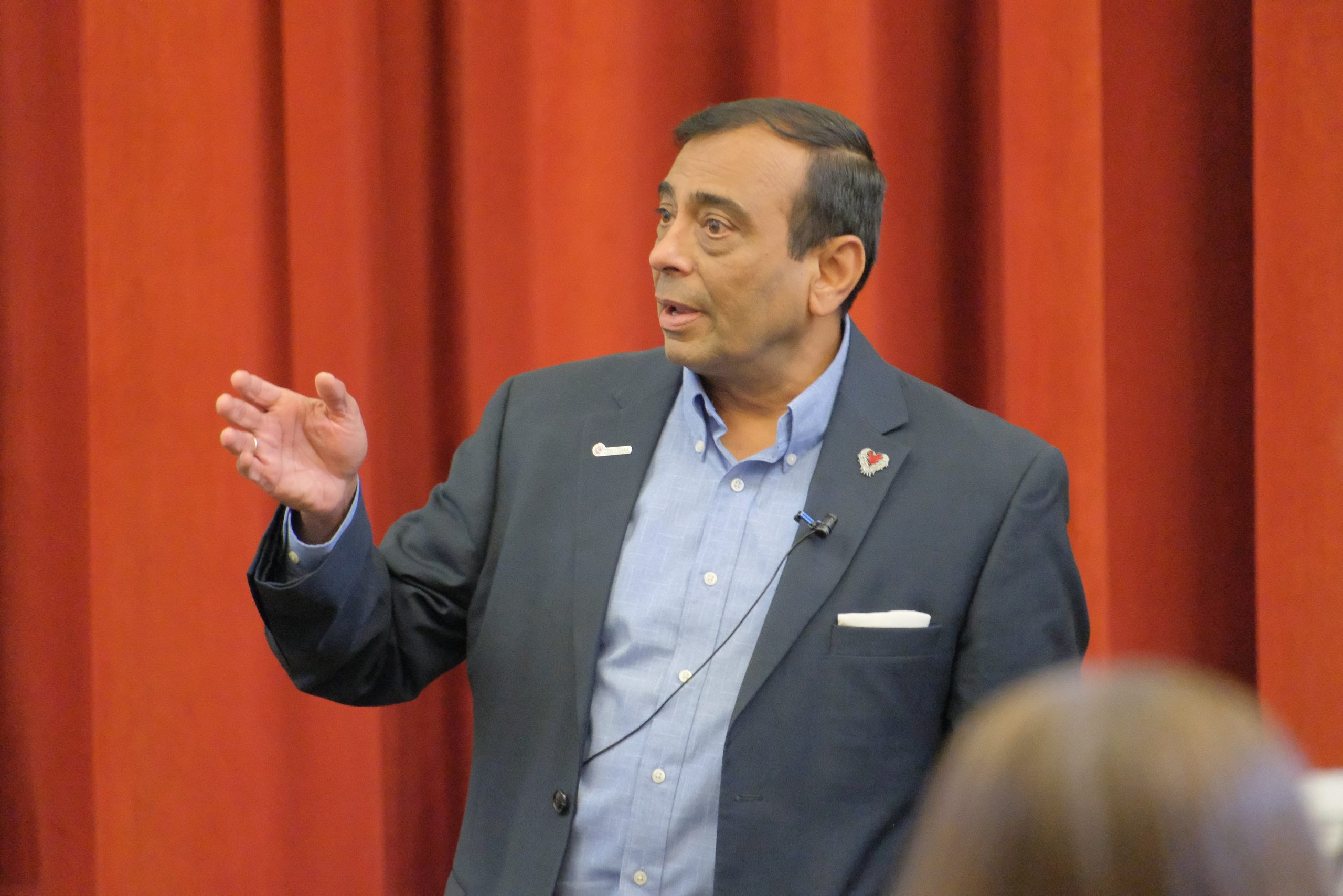 Photo of Anoop Mehta during a lecture with accountancy students