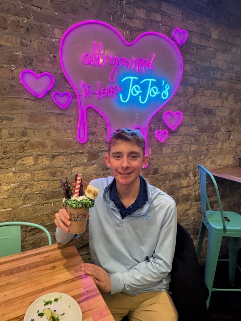 Photo of Emerson with milkshake