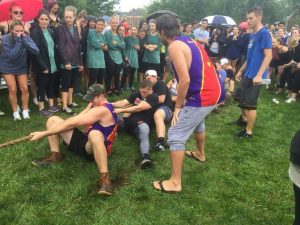 Students playing tug of war