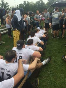 Students playing tug of war