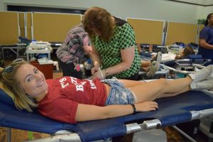 student at blood drive 