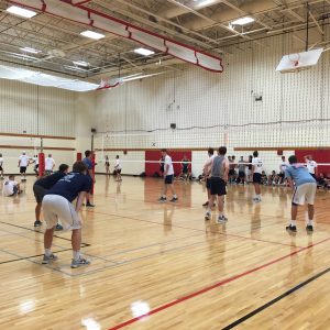 Students playing volleyball