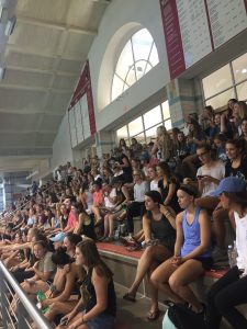 audience watching the swimmers