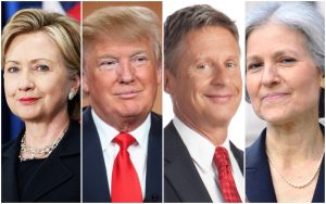 Clinton, Trump, Johnson & Stein