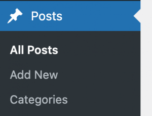 Create new posts or pages from the appropriate tab in the left colum from the dashboard
