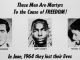 Photo of Register and Vote. The FBI missing persons poster of James Chaney, Andrew Goodman, and Michael Schwerner.