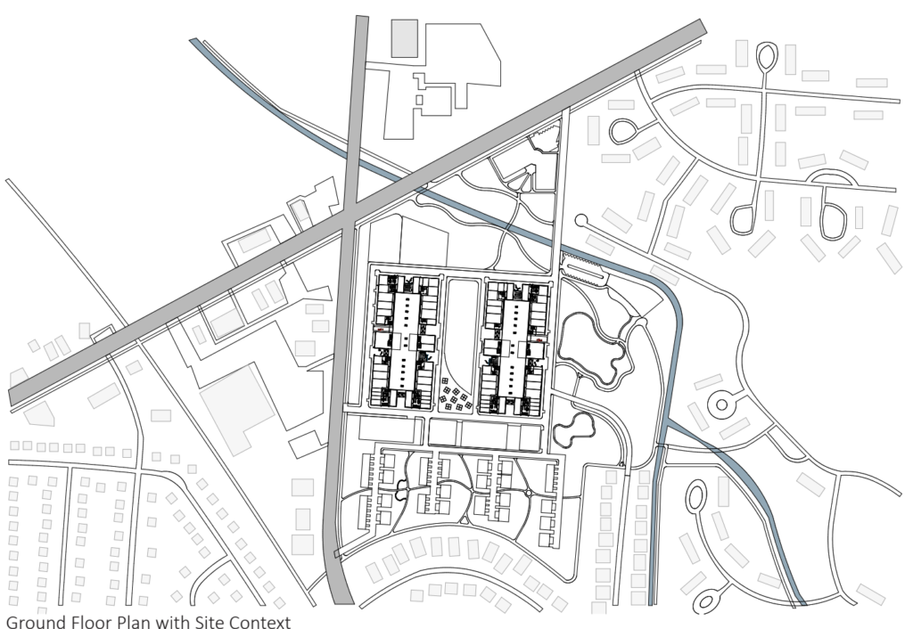 ground floor plan with site context