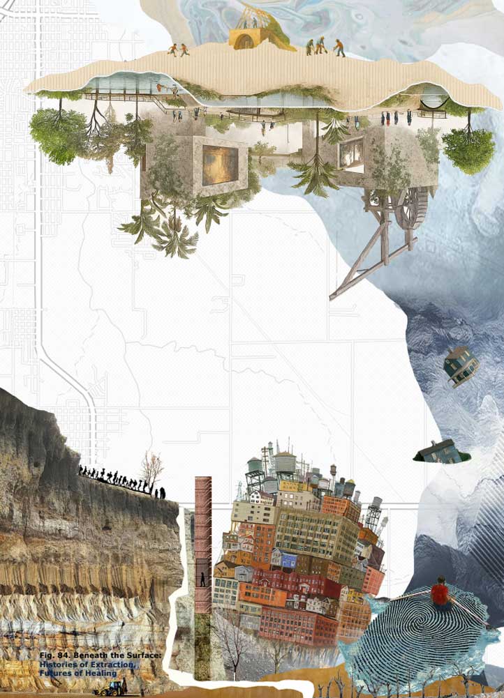 Artist graphic rendering of the history of abstraction from the land.