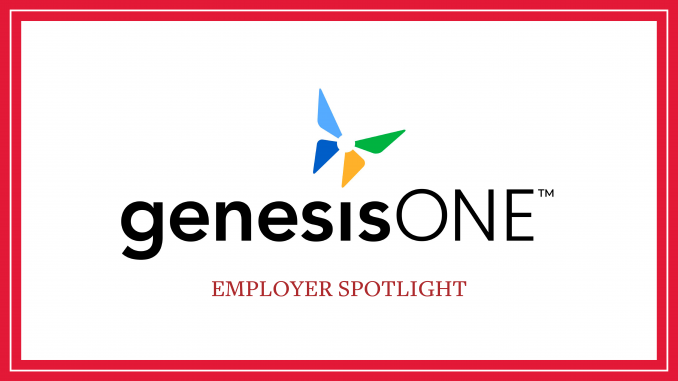 A graphic featuring the genesisONE logo