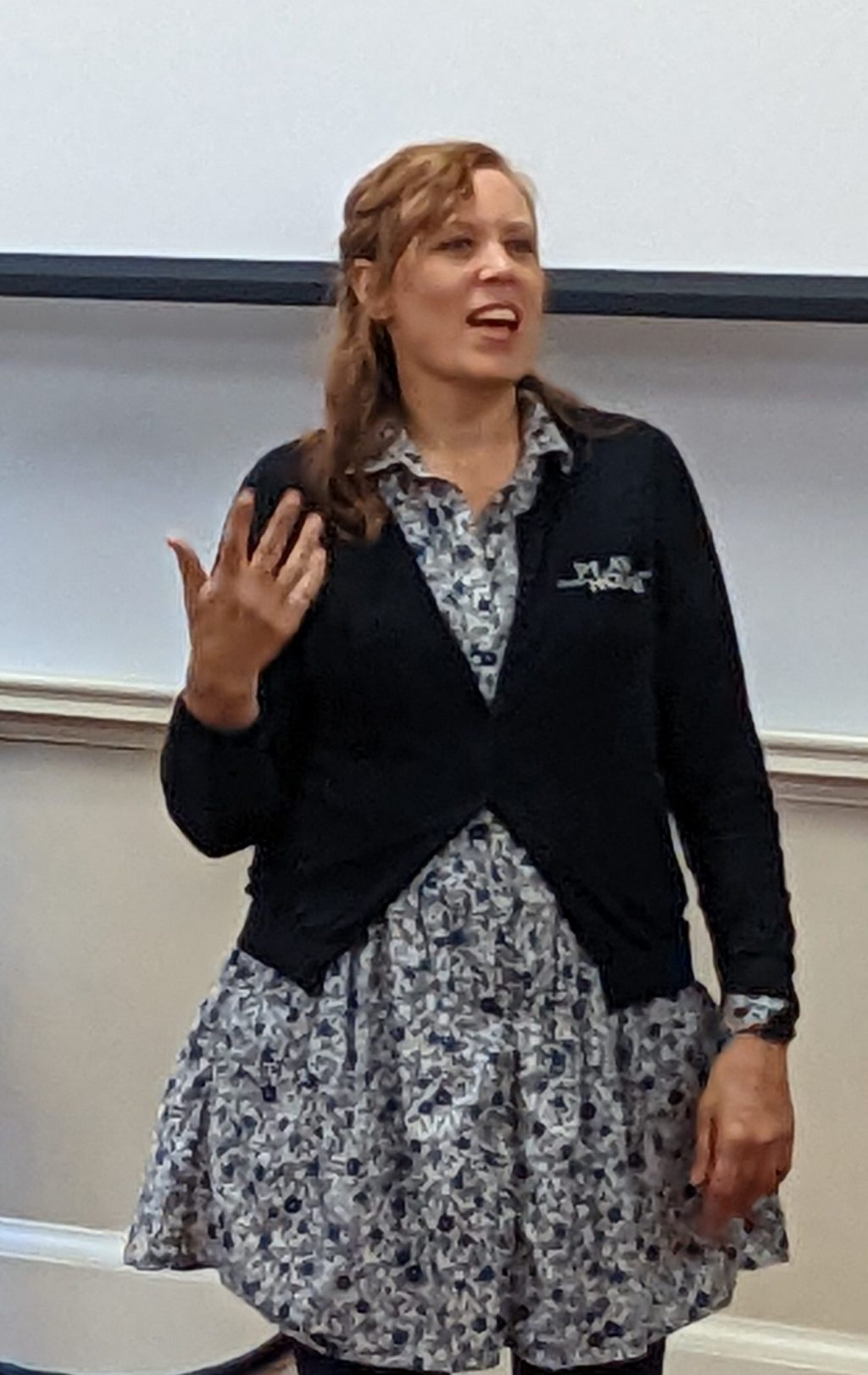 Daunielle Rasmussen, Director of Education and Community Engagement at Cincinnati Playhouse in the Park, leads an improv session focusing on creative leadership