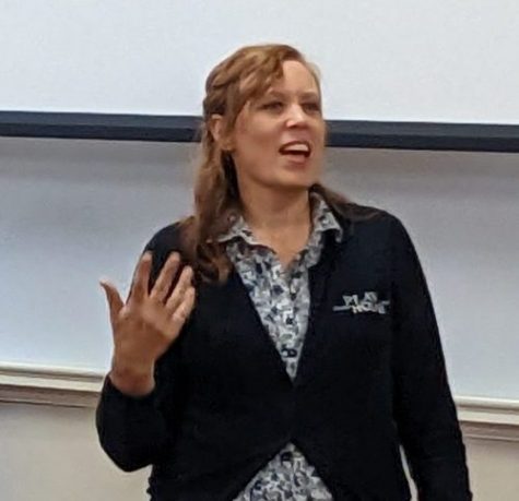 Daunielle Rasmussen, Director of Education and Community Engagement at Cincinnati Playhouse in the Park, leads an improv session focusing on creative leadership