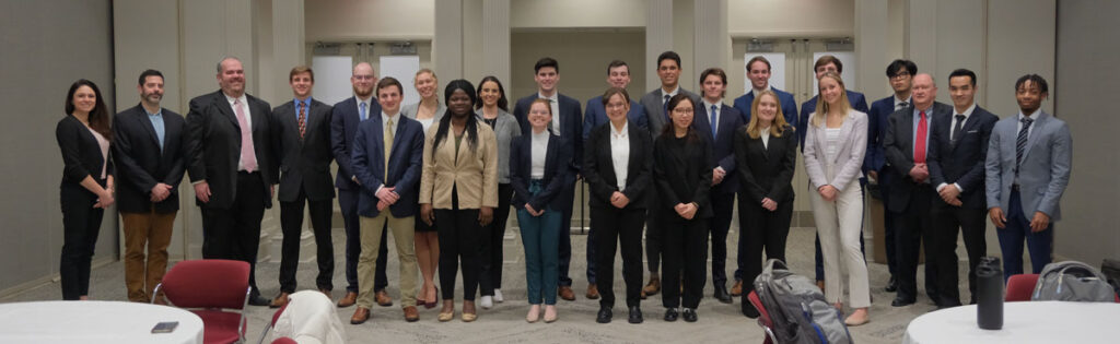 Group photo of more than 20 participants in the 2023 Douglas Millett Forensic Accounting Case Competition.