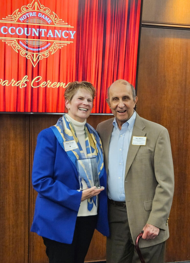 Anne Farrell with Ken Milani at the awards ceremony