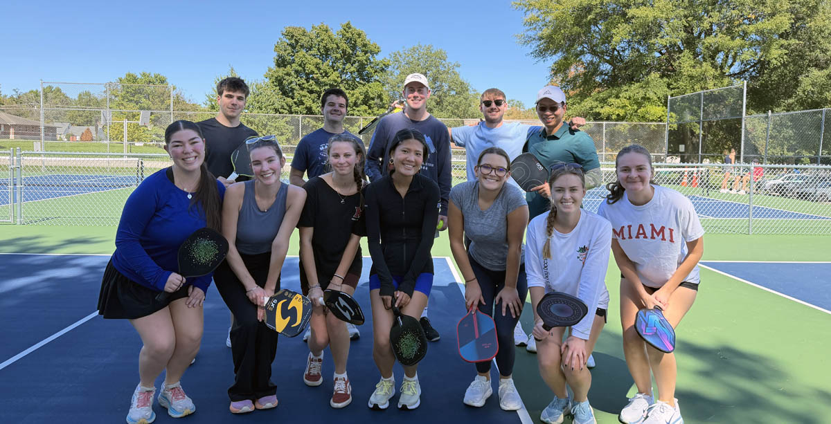 Group shot of Master of Accountancy Students at the Pickleball social