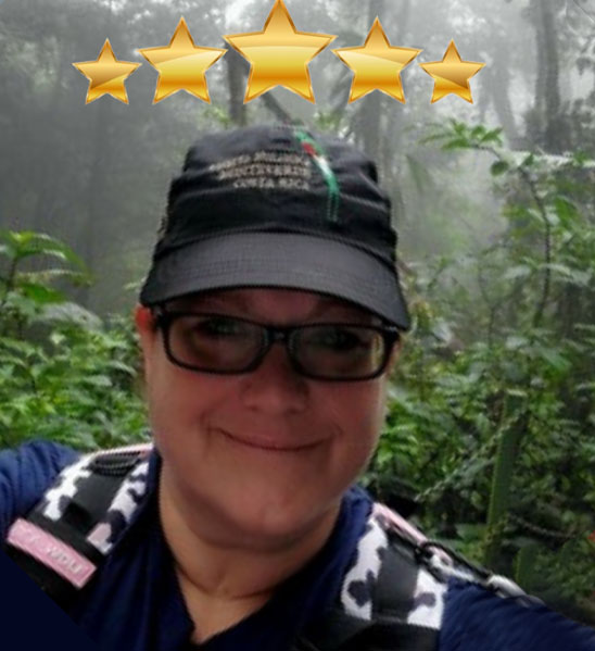 Amber Jefferies with gold stars above her head for first place!
