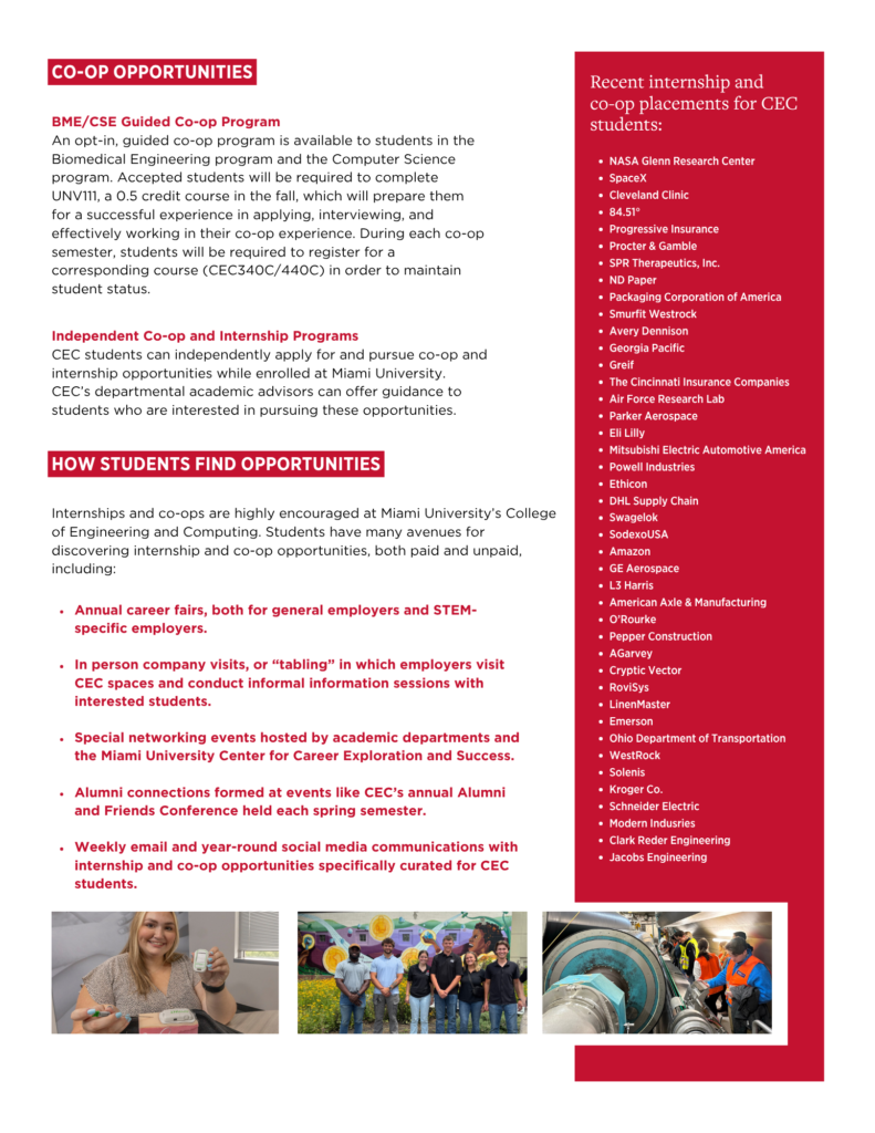 Internship and co-op flyer back