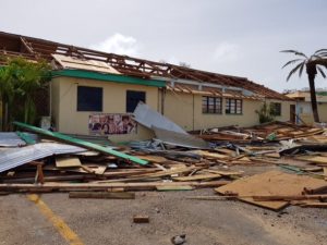 Anguilla secondary school showing damage from hurricane Irma