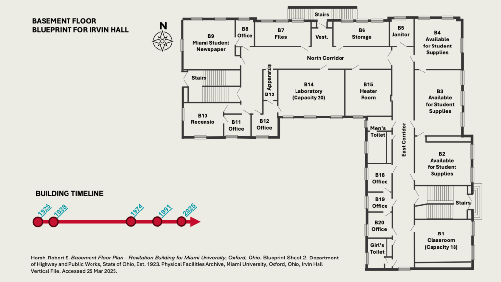 BASEMENT FLOOR BLUEPRINT FOR IRVIN HALL