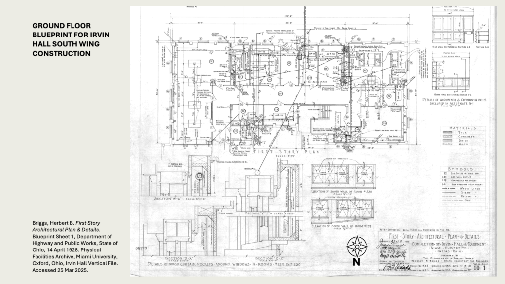 GROUND FLOOR BLUEPRINT FOR IRVIN HALL SOUTH WING CONSTRUCTION