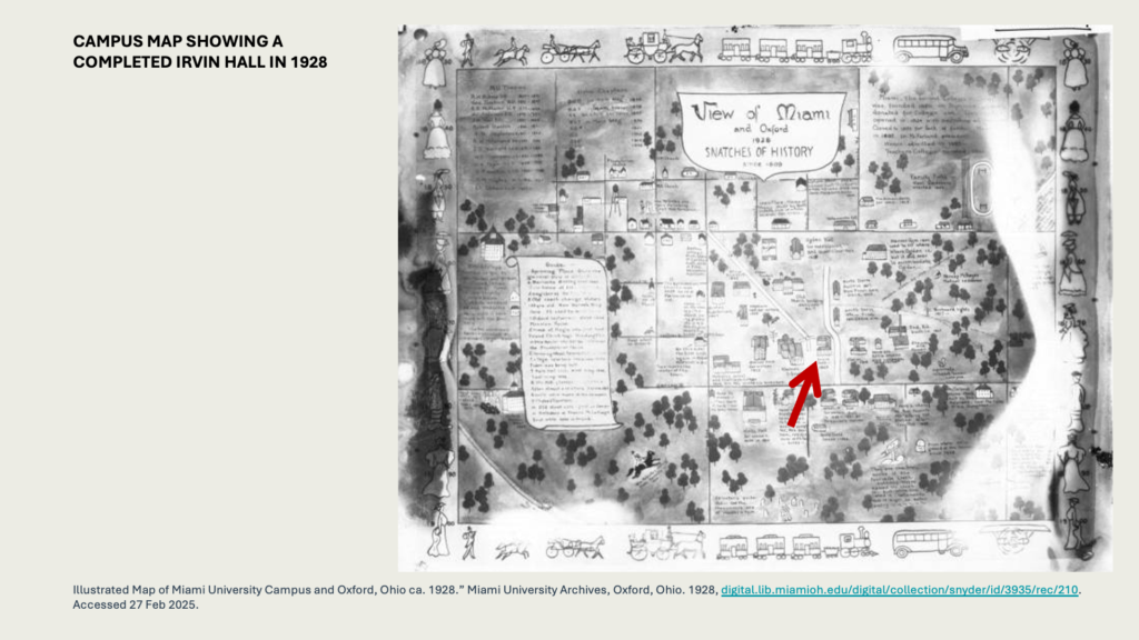 CAMPUS MAP SHOWING A COMPLETED IRVIN HALL IN 1928