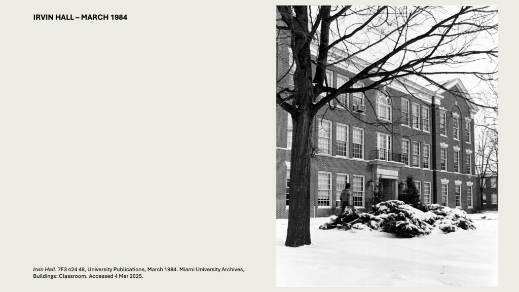 IRVIN HALL – MARCH 1984