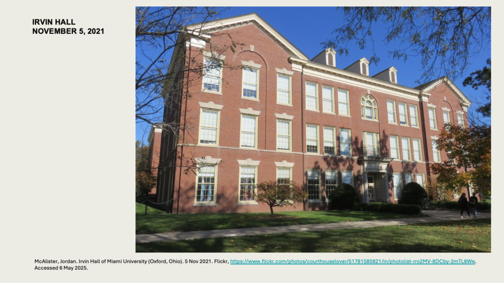IRVIN HALL
NOVEMBER 5, 2021