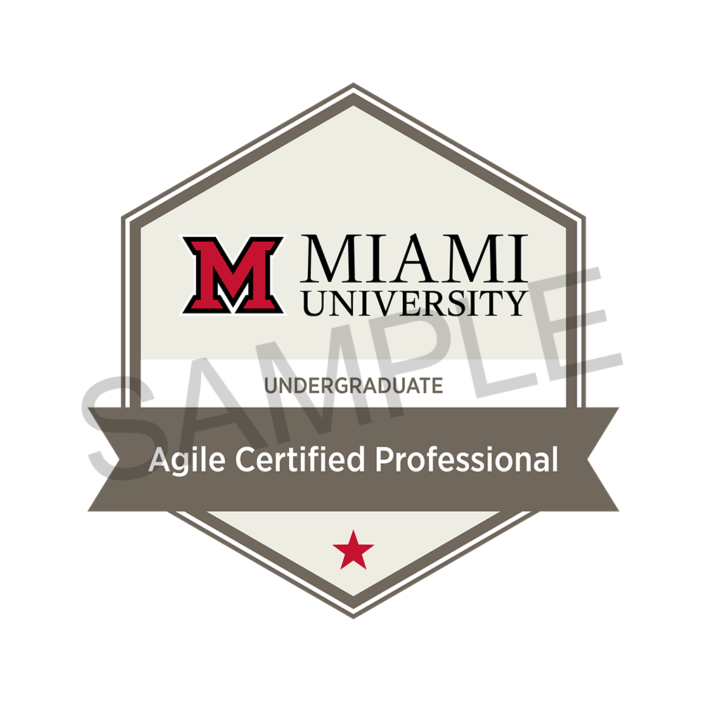 Miami University undergraduate Agile Certified Professional Microcredential badge