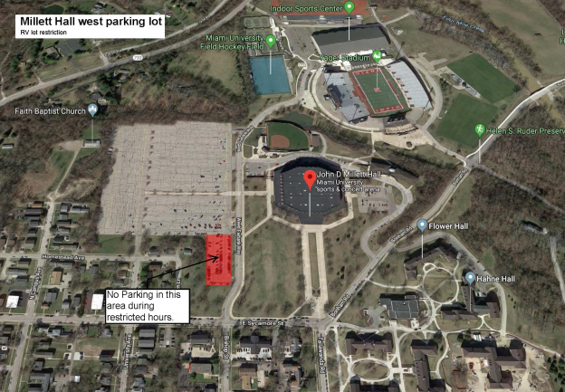 Millett Hall west lot RV lot restriction