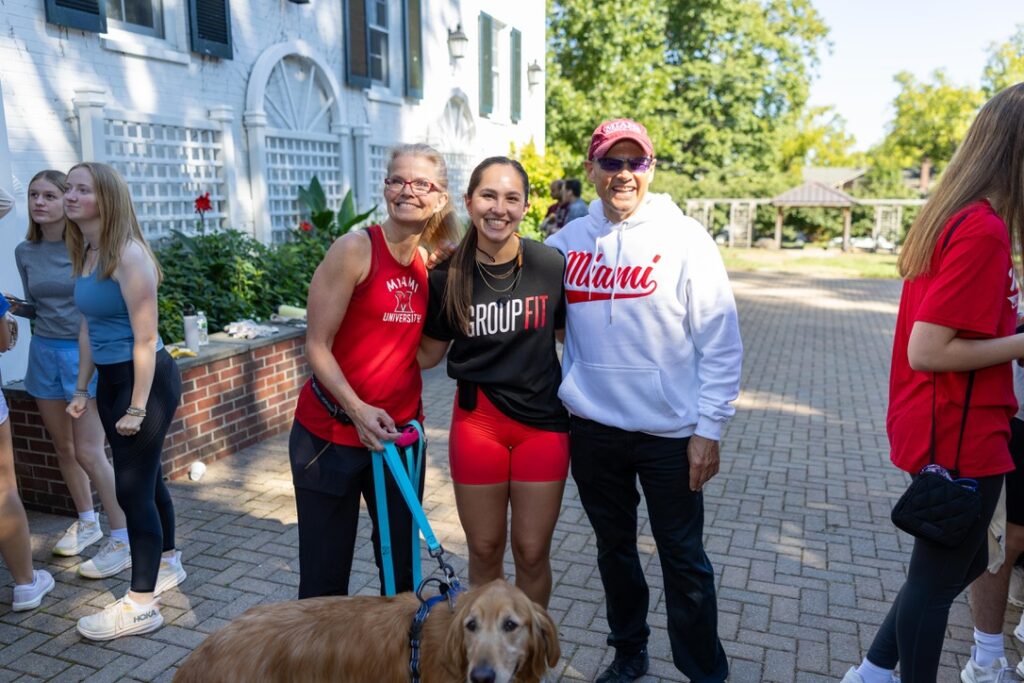 Bridget pictured with the Crawford's and one of their dogs