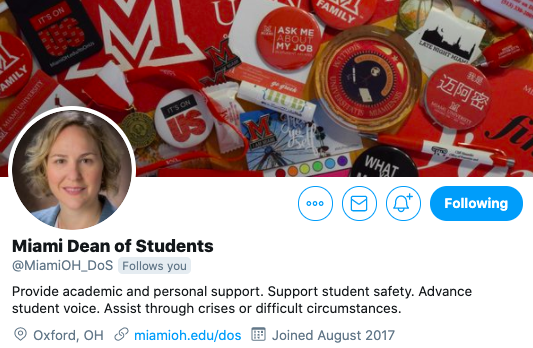 Miami Dean of Students X account.