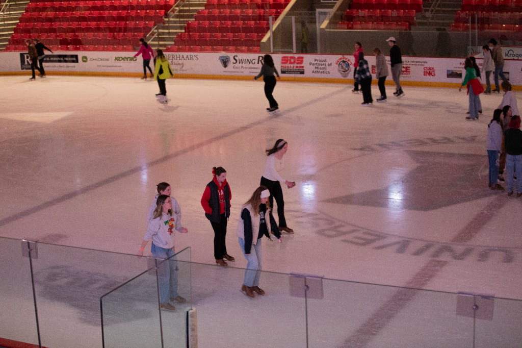 People ice skating at Goggin.