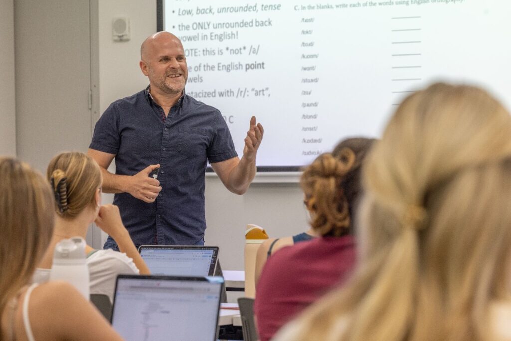 A professor teaching a class